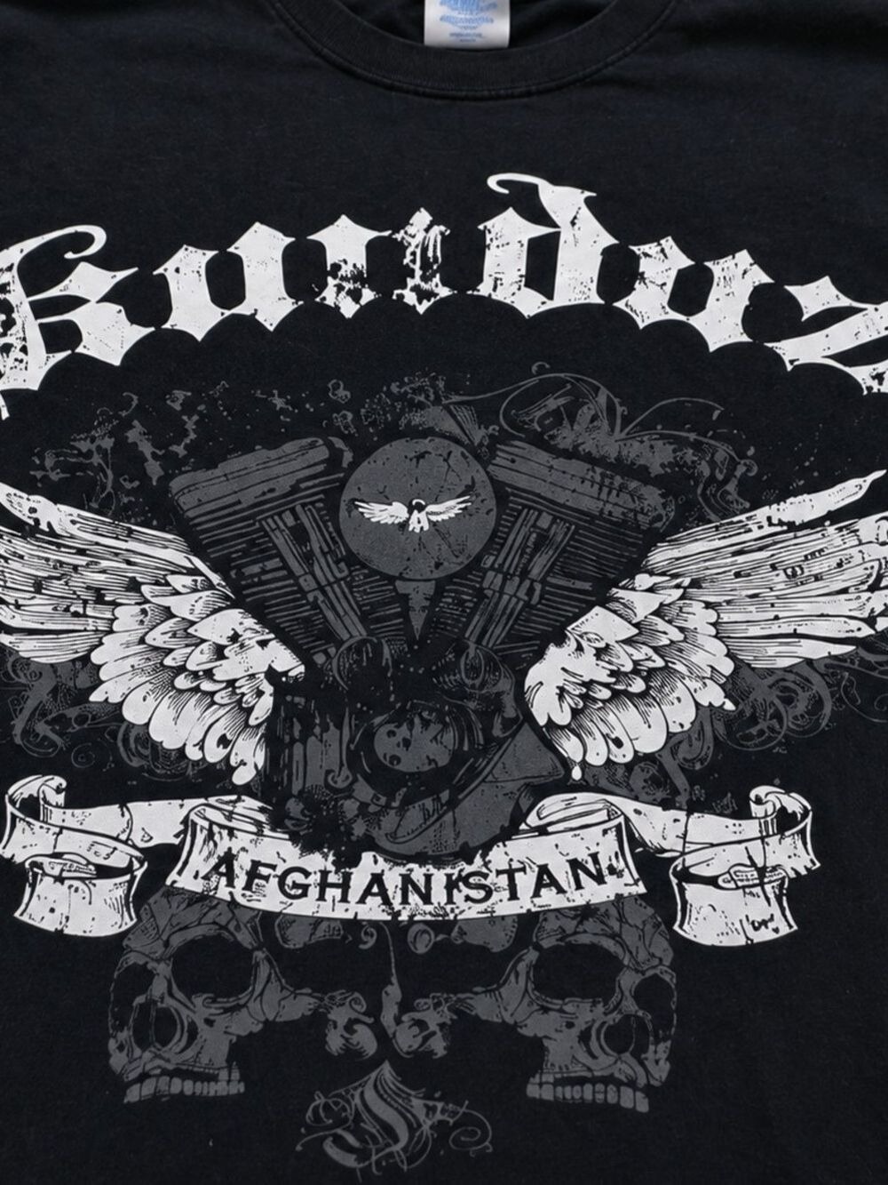 Boundless Afghanistan Graphic Long Sleeve T-Shirt Black Gildan Heavy Cotton - Picture 4 of 5